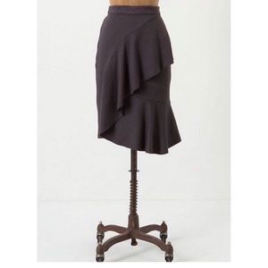 ANTHROPOLOGIE BORDEAUX TIERED RUFFLE CHARCOAL GREY SKIRT 4